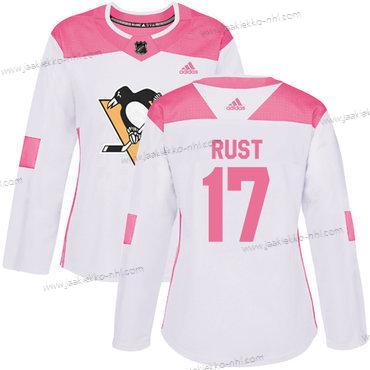 Adidas Naisten Pittsburgh Penguins #17 Bryan Rust Valkoinen Pinkki Aito Ommeltu NHL Paita