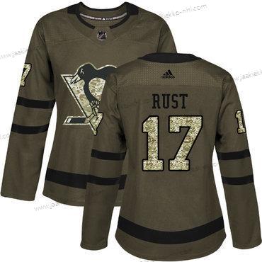 Adidas Naisten Pittsburgh Penguins #17 Bryan Rust Vihreä Salute to Service Ommeltu NHL Paita