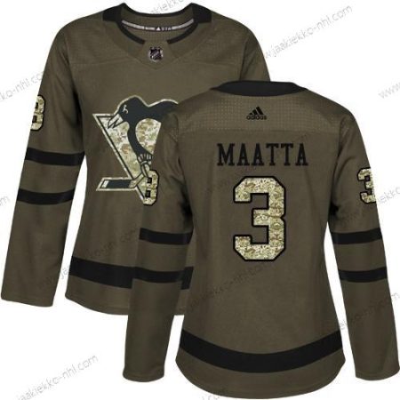 Adidas Naisten Pittsburgh Penguins #3 Olli Maatta Vihreä Salute to Service Ommeltu NHL Paita