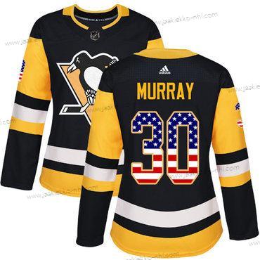 Adidas Naisten Pittsburgh Penguins #30 Matt Murray Musta Kotiottelupaita Aito USA Flag Ommeltu NHL Paita