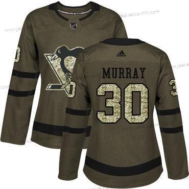 Adidas Naisten Pittsburgh Penguins #30 Matt Murray Vihreä Salute to Service Ommeltu NHL Paita