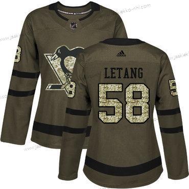 Adidas Naisten Pittsburgh Penguins #58 Kris Letang Vihreä Salute to Service Ommeltu NHL Paita