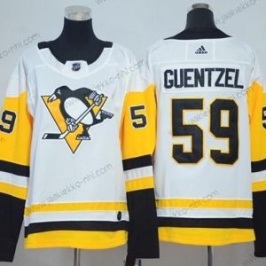 Adidas Naisten Pittsburgh Penguins #59 Jake Guentzel Valkoinen Road Aito Ommeltu NHL Paita