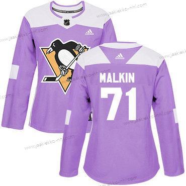 Adidas Naisten Pittsburgh Penguins #71 Evgeni Malkin Violetti Aito Taistelee syöpää vastaan Ommeltu NHL Paita