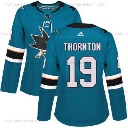 Adidas Naisten San Jose Sharks #19 Joe Thornton Sinivihreä Kotiottelupaita Aito Ommeltu NHL Paita