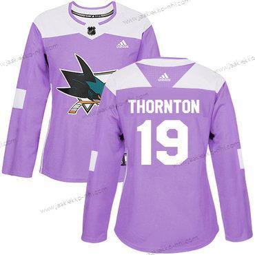 Adidas Naisten San Jose Sharks #19 Joe Thornton Violetti Aito Taistelee syöpää vastaan Ommeltu NHL Paita