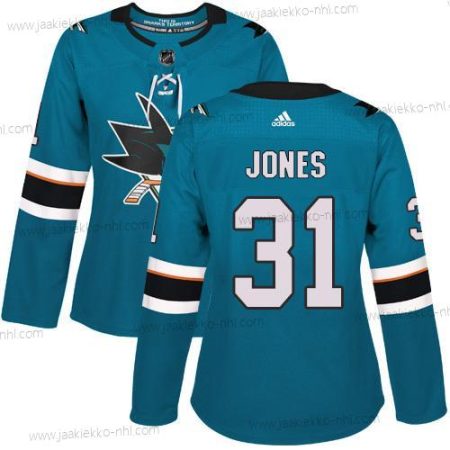 Adidas Naisten San Jose Sharks #31 Martin Jones Sinivihreä Kotiottelupaita Aito Ommeltu NHL Paita