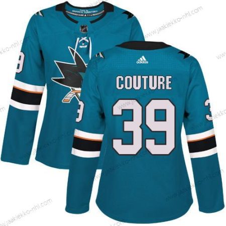 Adidas Naisten San Jose Sharks #39 Logan Couture Sinivihreä Kotiottelupaita Aito Ommeltu NHL Paita