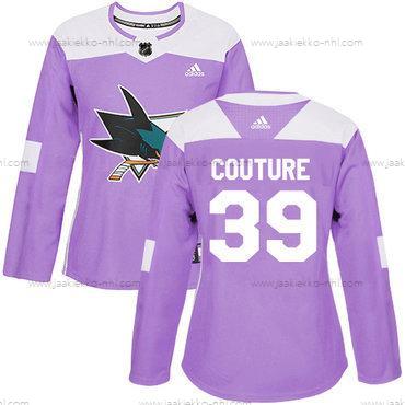 Adidas Naisten San Jose Sharks #39 Logan Couture Violetti Aito Taistelee syöpää vastaan Ommeltu NHL Paita