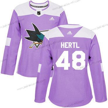 Adidas Naisten San Jose Sharks #48 Tomas Hertl Violetti Aito Taistelee syöpää vastaan Ommeltu NHL Paita