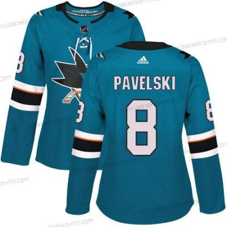 Adidas Naisten San Jose Sharks #8 Joe Pavelski Sinivihreä Kotiottelupaita Aito Ommeltu NHL Paita