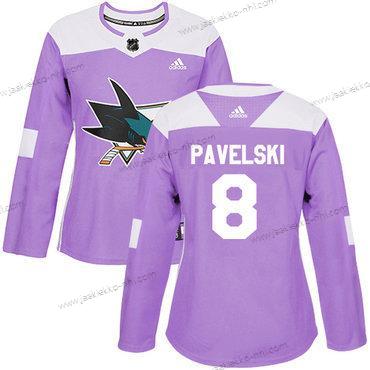 Adidas Naisten San Jose Sharks #8 Joe Pavelski Violetti Aito Taistelee syöpää vastaan Ommeltu NHL Paita