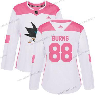 Adidas Naisten San Jose Sharks #88 Brent Burns Valkoinen Pinkki Aito Ommeltu NHL Paita