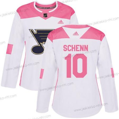 Adidas Naisten St. Louis Blues #10 Brayden Schenn Valkoinen Pinkki Aito Ommeltu NHL Paita