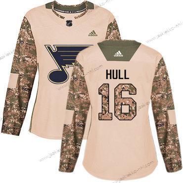 Adidas Naisten St. Louis Blues #16 Brett Hull Maastokuvio Aito 2017 Veterans Day Ommeltu NHL Paita