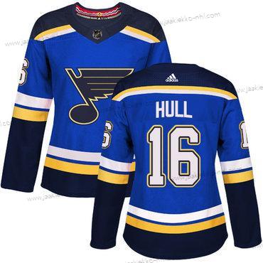 Adidas Naisten St. Louis Blues #16 Brett Hull Sininen Kotiottelupaita Aito Ommeltu NHL Paita