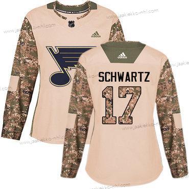 Adidas Naisten St. Louis Blues #17 Jaden Schwartz Maastokuvio Aito 2017 Veterans Day Ommeltu NHL Paita