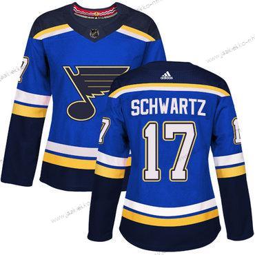 Adidas Naisten St. Louis Blues #17 Jaden Schwartz Sininen Kotiottelupaita Aito Ommeltu NHL Paita