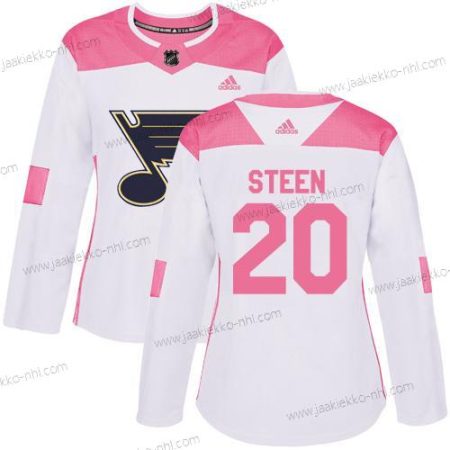 Adidas Naisten St. Louis Blues #20 Alexander Steen Valkoinen Pinkki Aito Ommeltu NHL Paita