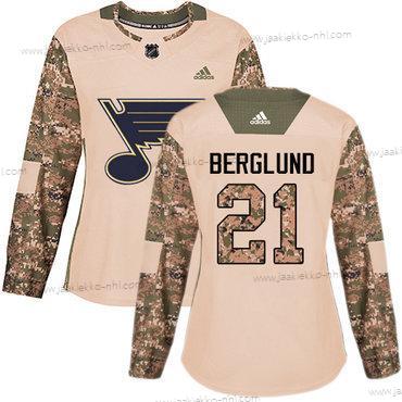 Adidas Naisten St. Louis Blues #21 Patrik Berglund Maastokuvio Aito 2017 Veterans Day Ommeltu NHL Paita