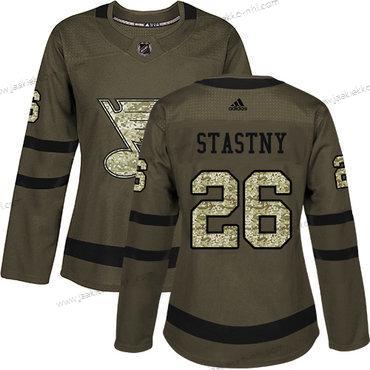 Adidas Naisten St. Louis Blues #26 Paul Stastny Vihreä Salute to Service Ommeltu NHL Paita