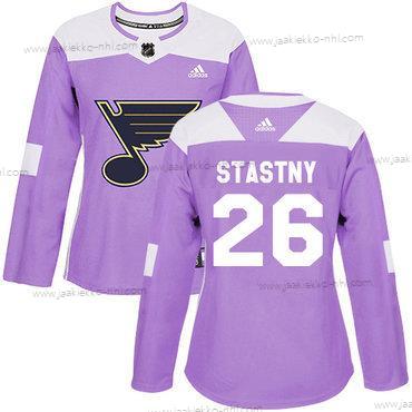 Adidas Naisten St. Louis Blues #26 Paul Stastny Violetti Aito Taistelee syöpää vastaan Ommeltu NHL Paita