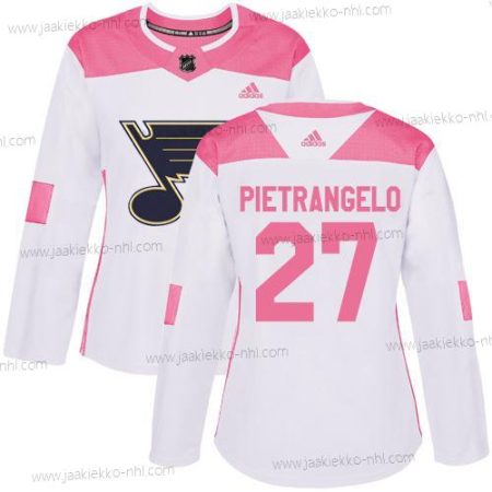 Adidas Naisten St. Louis Blues #27 Alex Pietrangelo Valkoinen Pinkki Aito Ommeltu NHL Paita