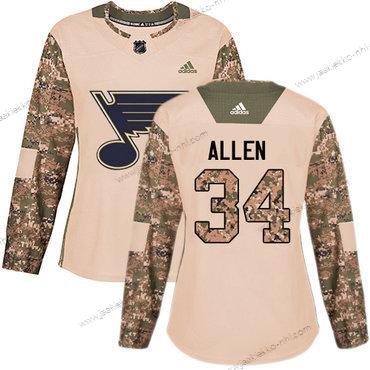 Adidas Naisten St. Louis Blues #34 Jake Allen Maastokuvio Aito 2017 Veterans Day Ommeltu NHL Paita