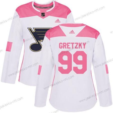 Adidas Naisten St. Louis Blues #99 Wayne Gretzky Valkoinen Pinkki Aito Ommeltu NHL Paita