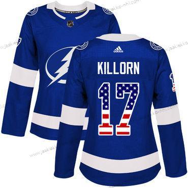 Adidas Naisten Tampa Bay Lightning #17 Alex Killorn Sininen Kotiottelupaita Aito USA Flag Ommeltu NHL Paita