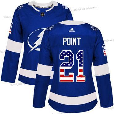 Adidas Naisten Tampa Bay Lightning #21 Brayden Point Sininen Kotiottelupaita Aito USA Flag Ommeltu NHL Paita