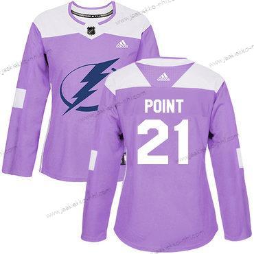 Adidas Naisten Tampa Bay Lightning #21 Brayden Point Violetti Aito Taistelee syöpää vastaan Ommeltu NHL Paita