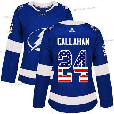 Adidas Naisten Tampa Bay Lightning #24 Ryan Callahan Sininen Kotiottelupaita Aito USA Flag Ommeltu NHL Paita