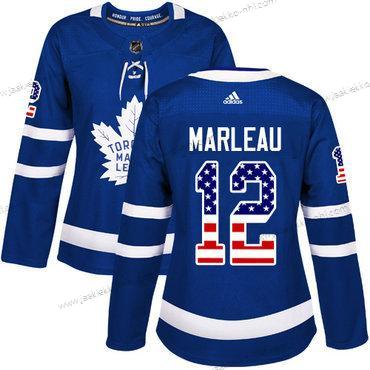 Adidas Naisten Toronto Maple Leafs #12 Patrick Marleau Sininen Kotiottelupaita Aito USA Flag Ommeltu NHL Paita