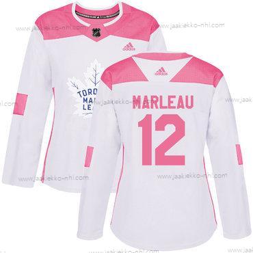 Adidas Naisten Toronto Maple Leafs #12 Patrick Marleau Valkoinen Pinkki Aito Ommeltu NHL Paita