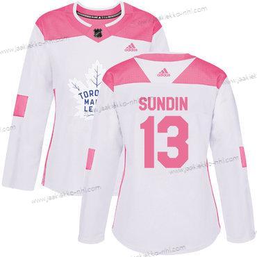 Adidas Naisten Toronto Maple Leafs #13 Mats Sundin Valkoinen Pinkki Aito Ommeltu NHL Paita