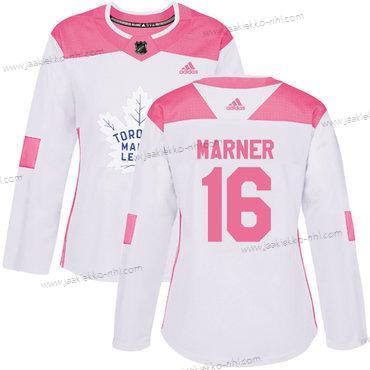 Adidas Naisten Toronto Maple Leafs #16 Mitchell Marner Valkoinen Pinkki Aito Ommeltu NHL Paita