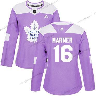 Adidas Naisten Toronto Maple Leafs #16 Mitchell Marner Violetti Aito Taistelee syöpää vastaan Ommeltu NHL Paita