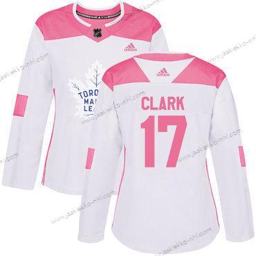 Adidas Naisten Toronto Maple Leafs #17 Wendel Clark Valkoinen Pinkki Aito Ommeltu NHL Paita