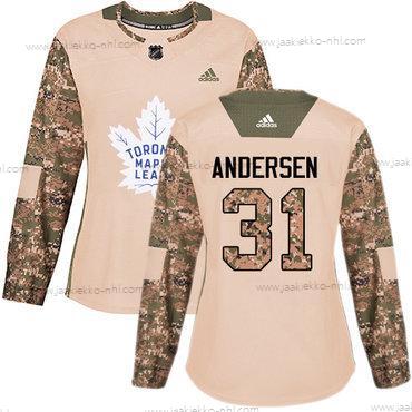 Adidas Naisten Toronto Maple Leafs #31 Frederik Andersen Maastokuvio Aito 2017 Veterans Day Ommeltu NHL Paita