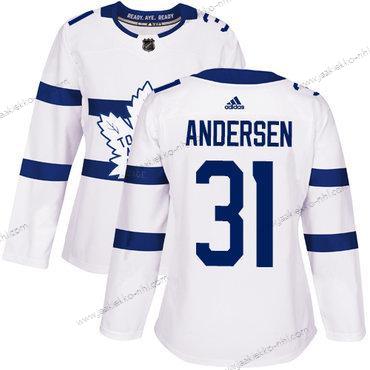 Adidas Naisten Toronto Maple Leafs #31 Frederik Andersen Valkoinen Aito 2018 Stadium Series Ommeltu NHL Paita