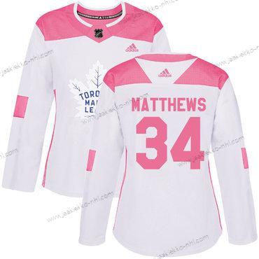 Adidas Naisten Toronto Maple Leafs #34 Auston Matthews Valkoinen Pinkki Aito Ommeltu NHL Paita