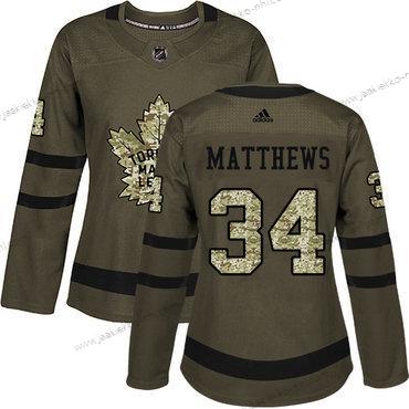 Adidas Naisten Toronto Maple Leafs #34 Auston Matthews Vihreä Salute to Service Ommeltu NHL Paita