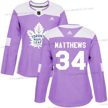 Adidas Naisten Toronto Maple Leafs #34 Auston Matthews Violetti Aito Taistelee syöpää vastaan Ommeltu NHL Paita