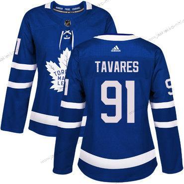 Adidas Naisten Toronto Maple Leafs #91 John Tavares Sininen Kotiottelupaita Aito Ommeltu NHL Paita