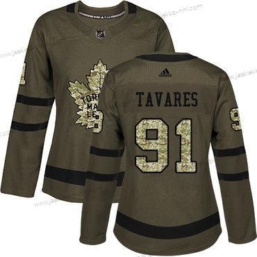 Adidas Naisten Toronto Maple Leafs #91 John Tavares Vihreä Salute to Service Ommeltu NHL Paita