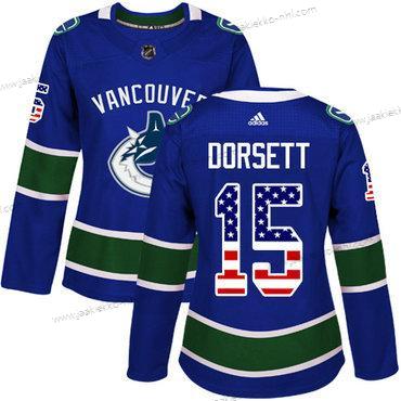 Adidas Naisten Vancouver Canucks #15 Derek Dorsett Sininen Kotiottelupaita Aito USA Flag Ommeltu NHL Paita