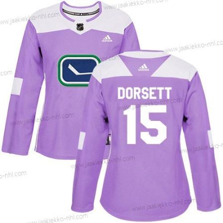 Adidas Naisten Vancouver Canucks #15 Derek Dorsett Violetti Aito Taistelee syöpää vastaan Ommeltu NHL Paita