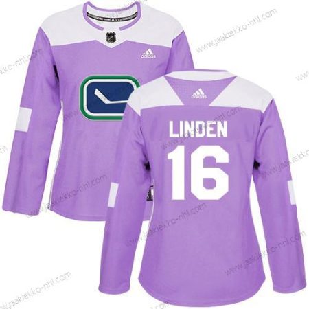 Adidas Naisten Vancouver Canucks #16 Trevor Linden Violetti Aito Taistelee syöpää vastaan Ommeltu NHL Paita