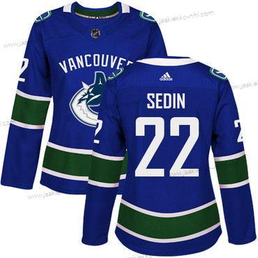 Adidas Naisten Vancouver Canucks #22 Daniel Sedin Sininen Kotiottelupaita Aito Ommeltu NHL Paita